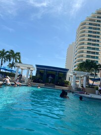 In the pool admiring the scenery