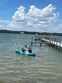 In kayaks in the lagoon.
