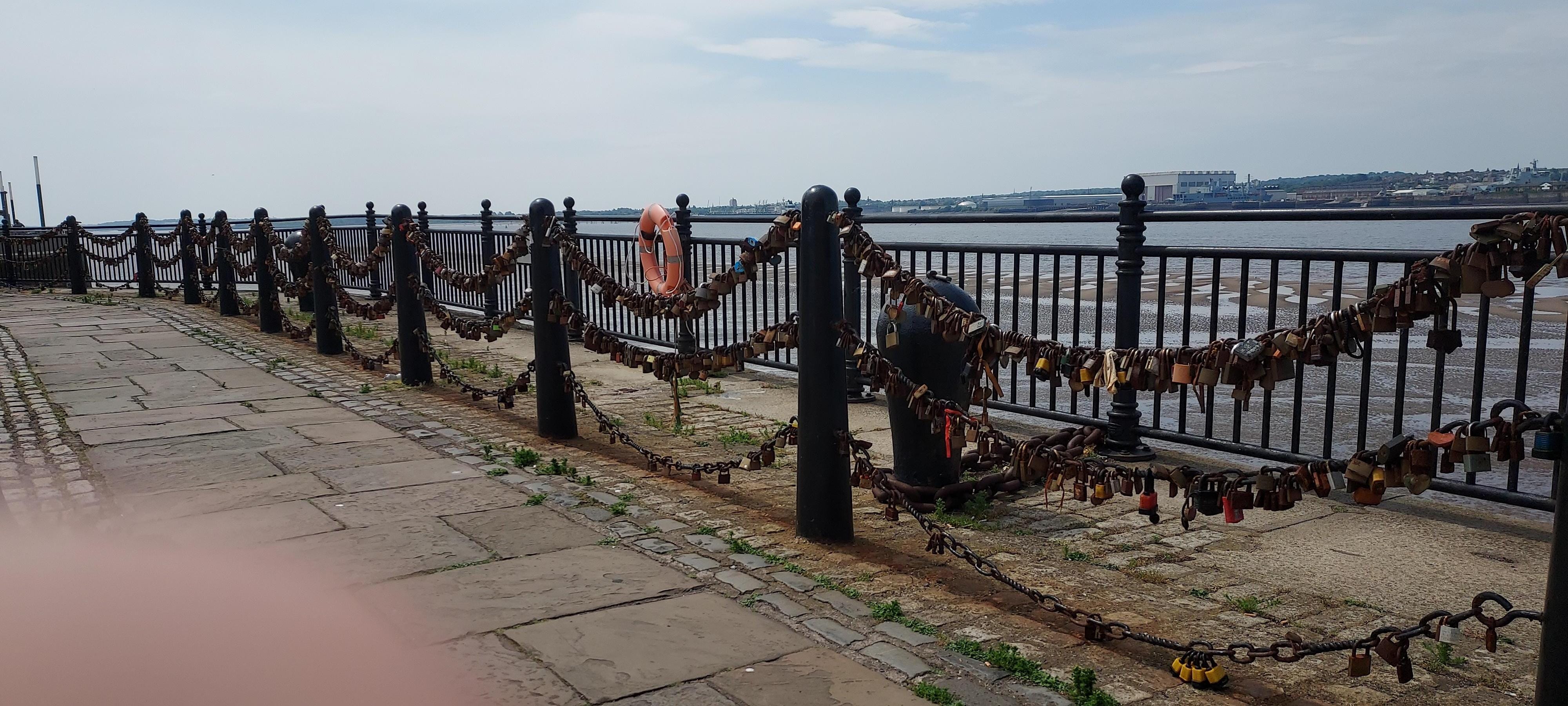 Padlocks at the dock end before Mersey trip.