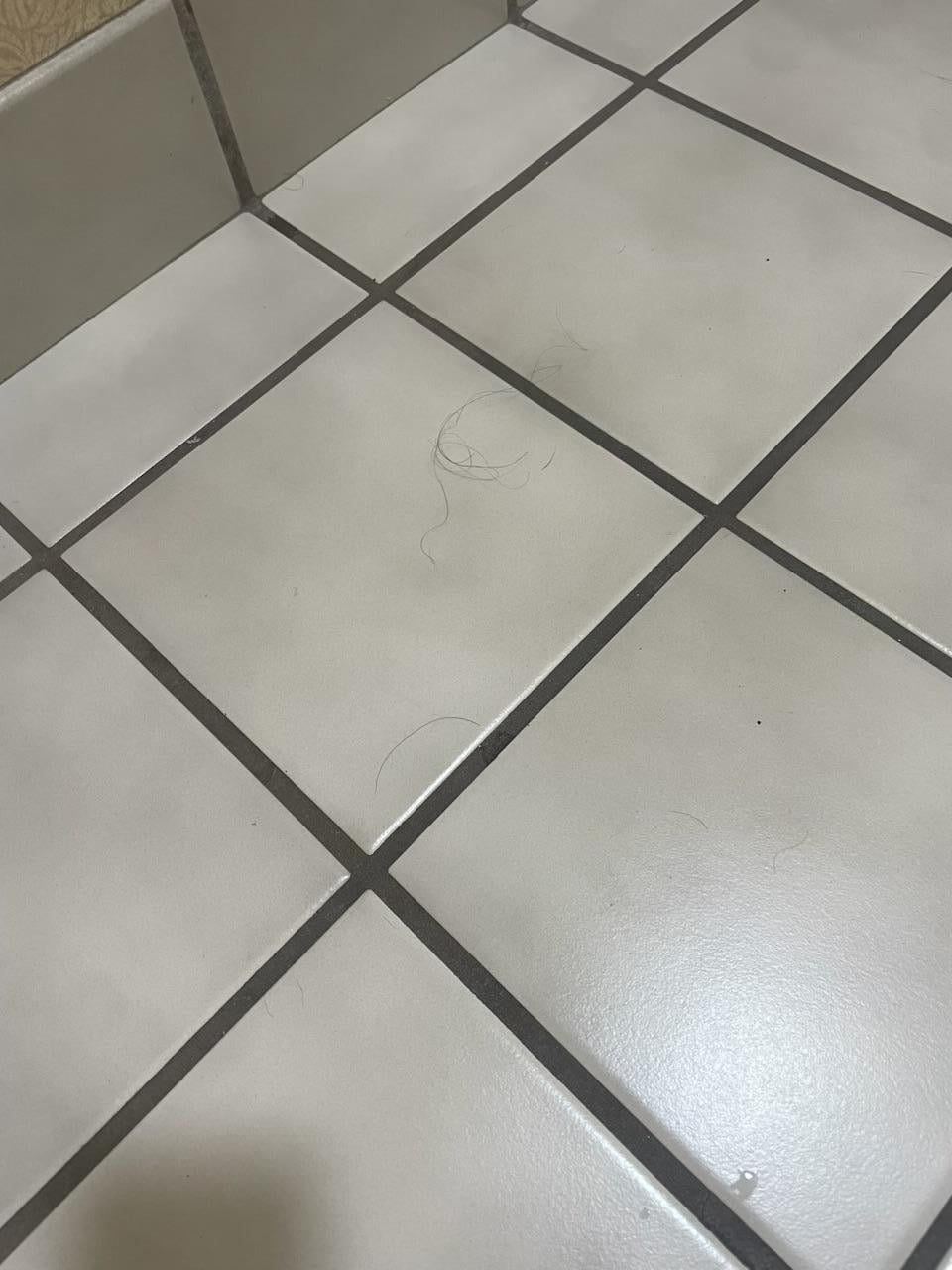 Black hair on floor 