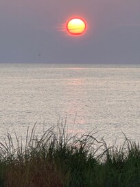 Walking the beach in the morning.