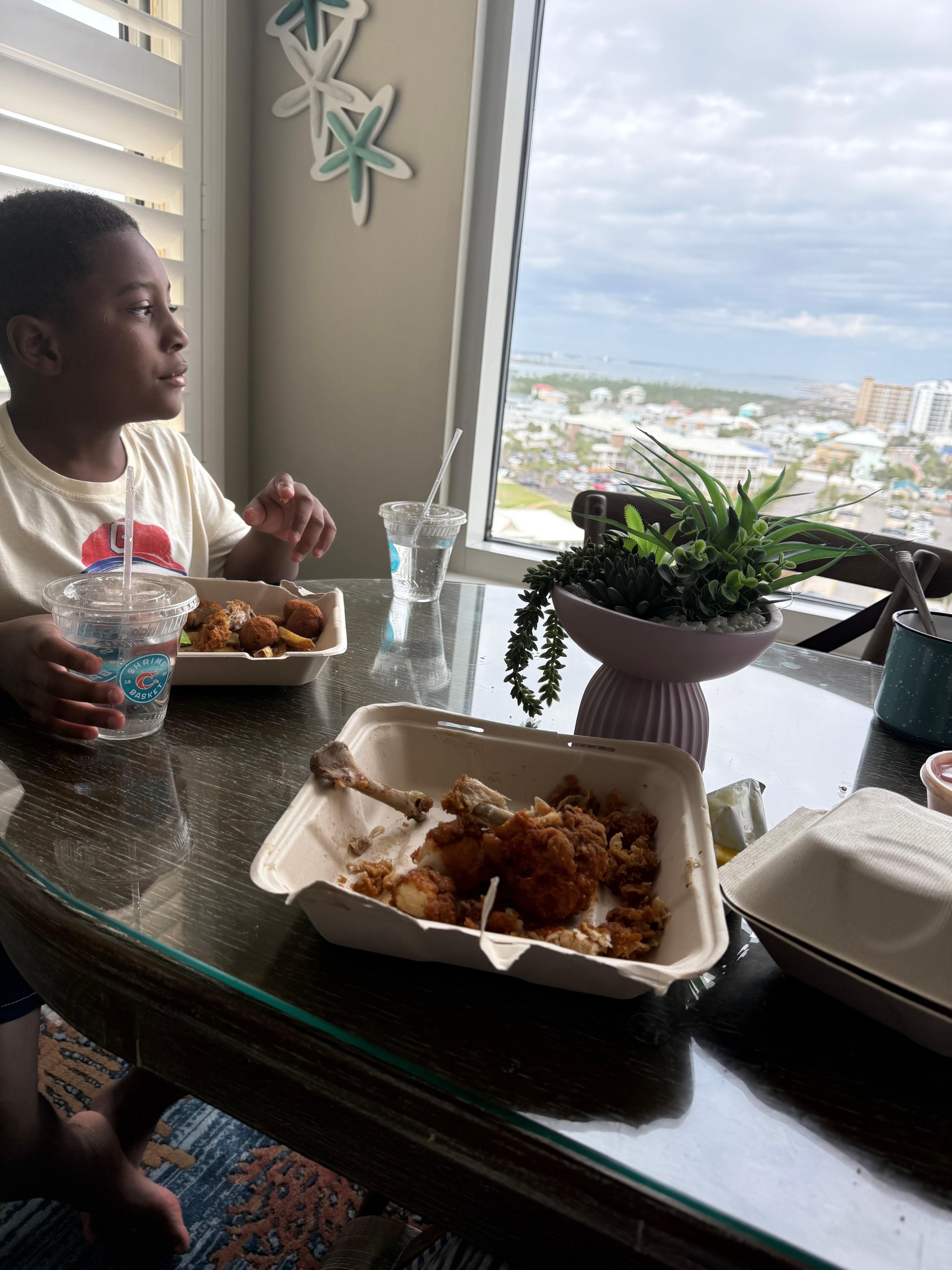 View eating breakfast 