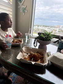 View eating breakfast