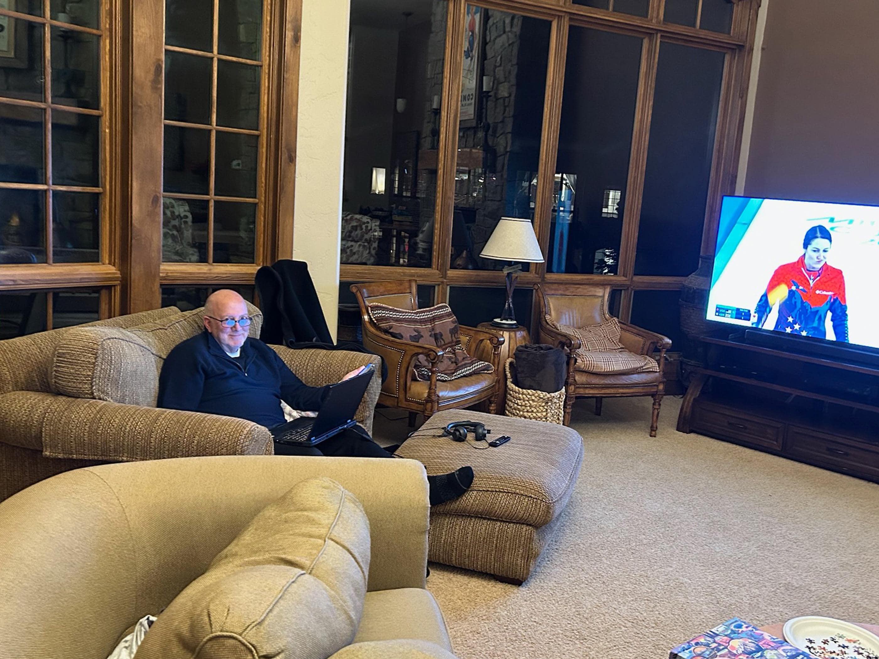 Down time with my computer, watching the Winter Olympics.