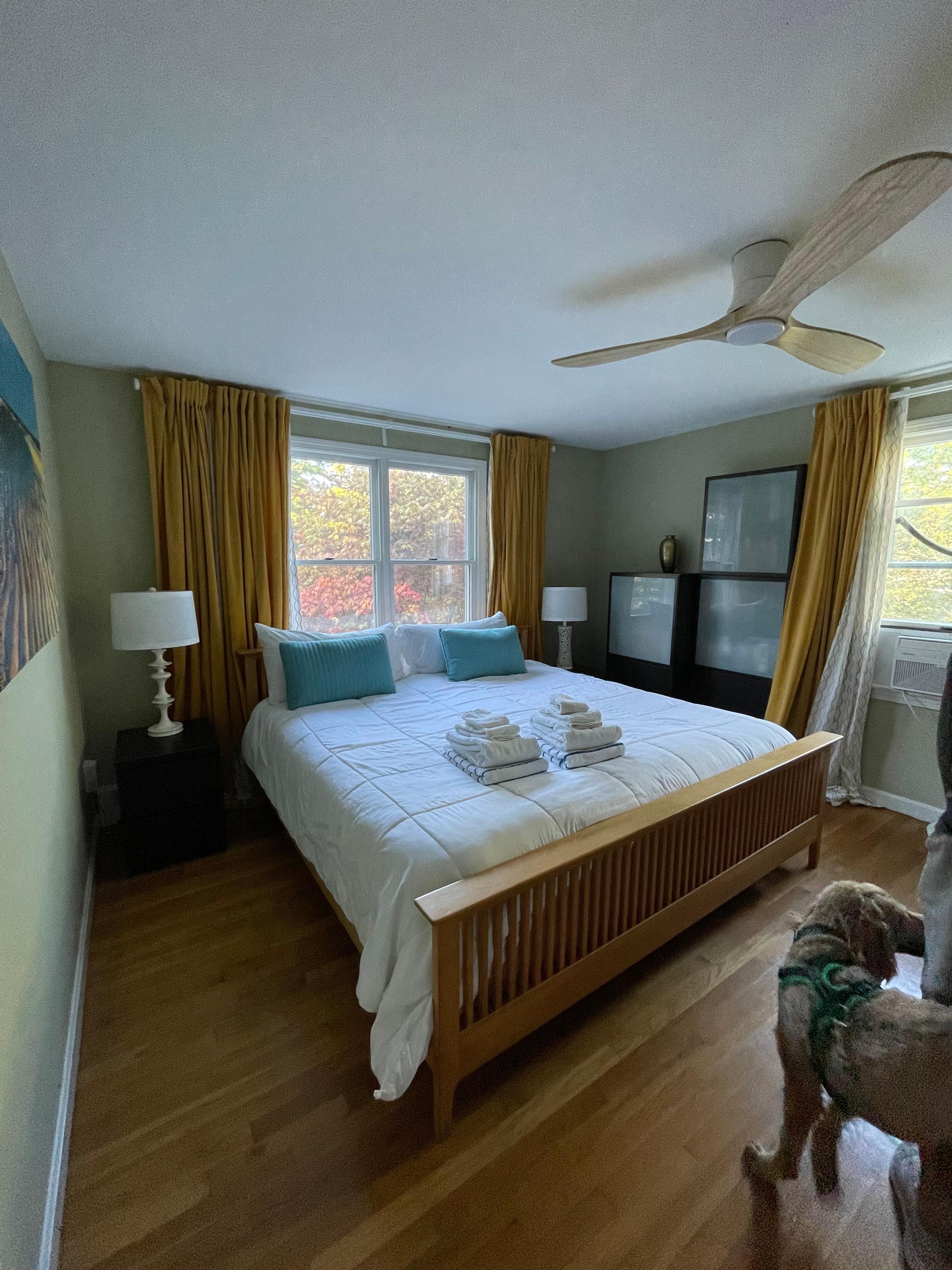 Primary bedroom with king bed