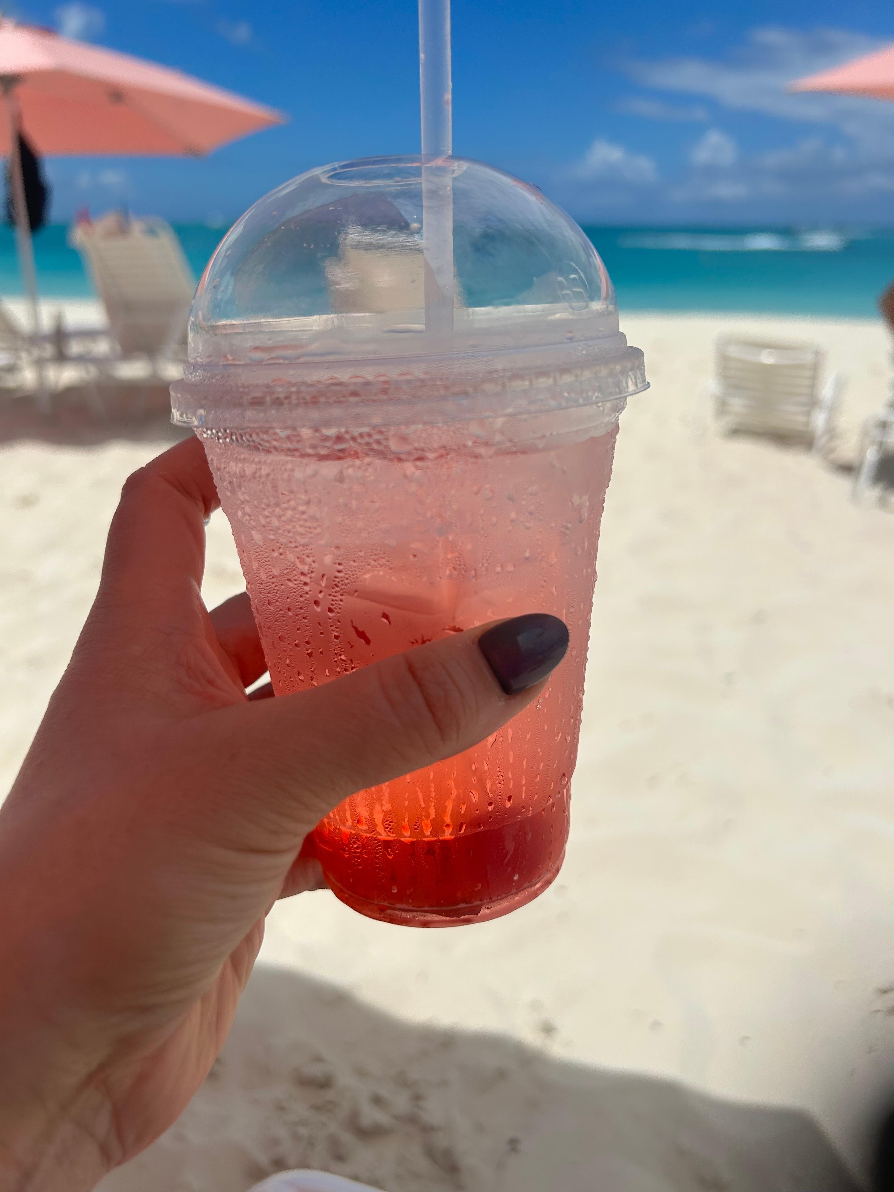 Drinks on the beach in front of the hotel. 
