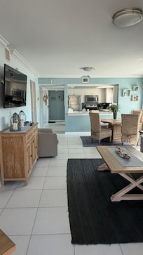 View from living room toward kitchen.