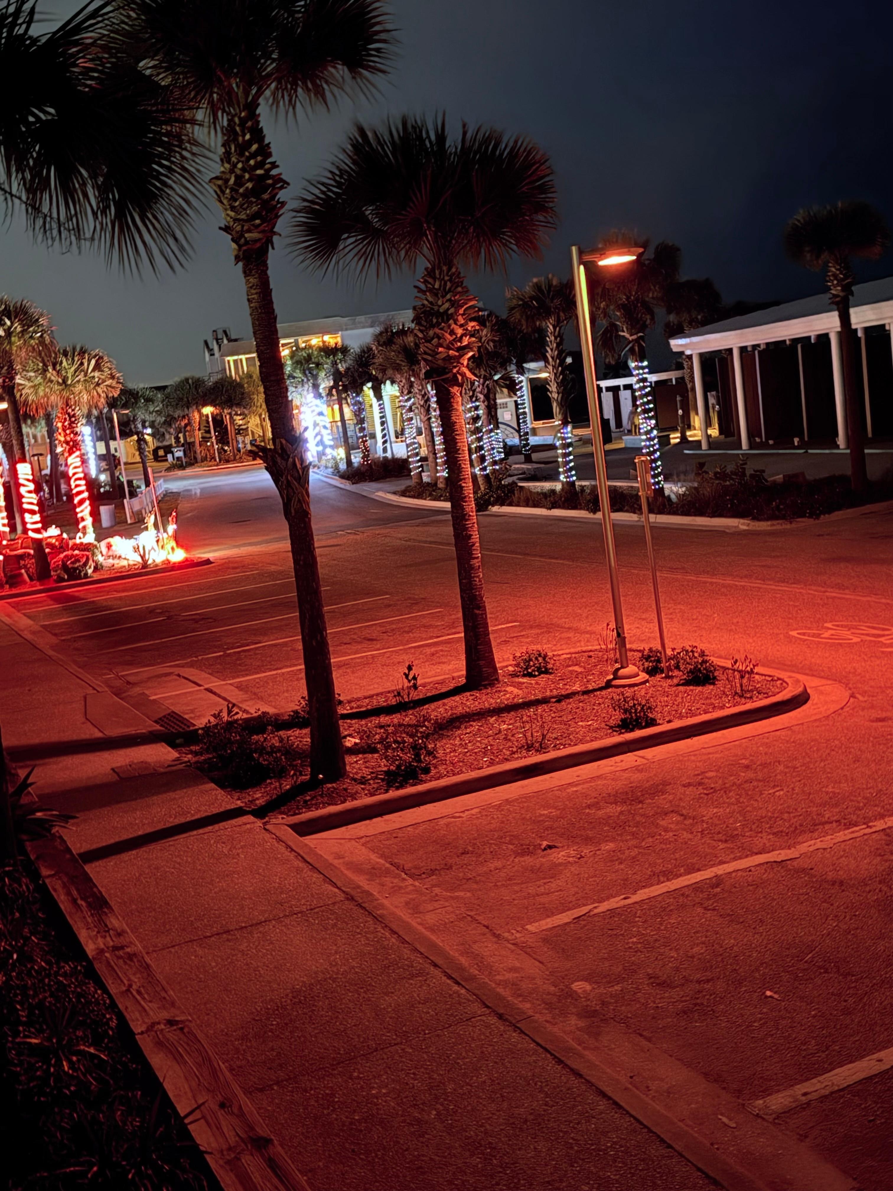 Christmas lights you could see from the balcony. With bonus heat lighting in the back grous