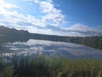 The lake/pond can't tell which but it's the most beautiful thing I've seen so far.