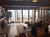 Looking into the living room from the kitchen