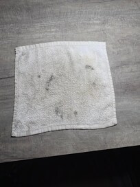 This is what my washcloth looked like when I wiped down the mirrors and glass doors!