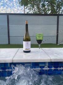 Complimentary wine was a nice touch