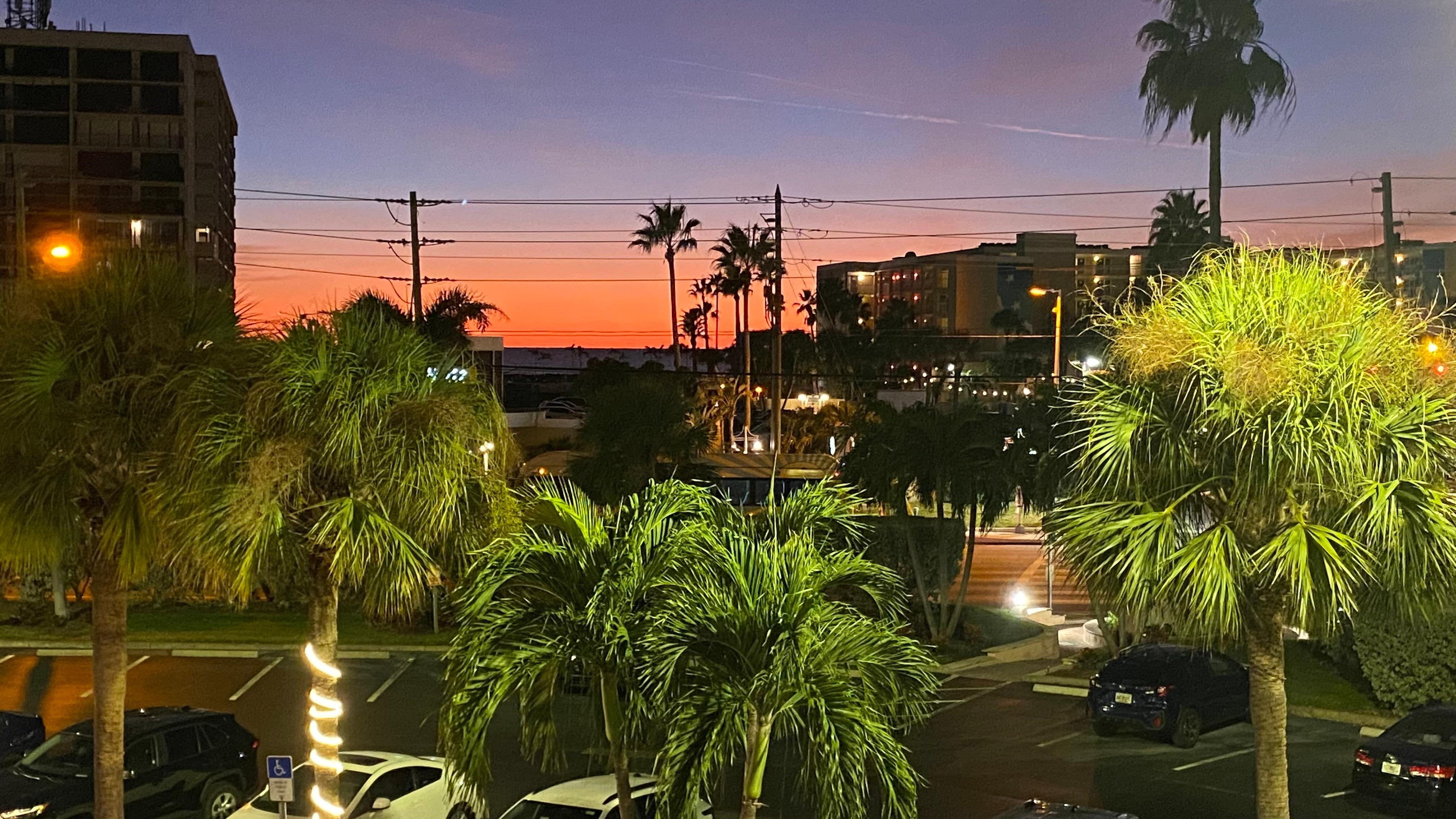 Sunset from balcony front door balcony 