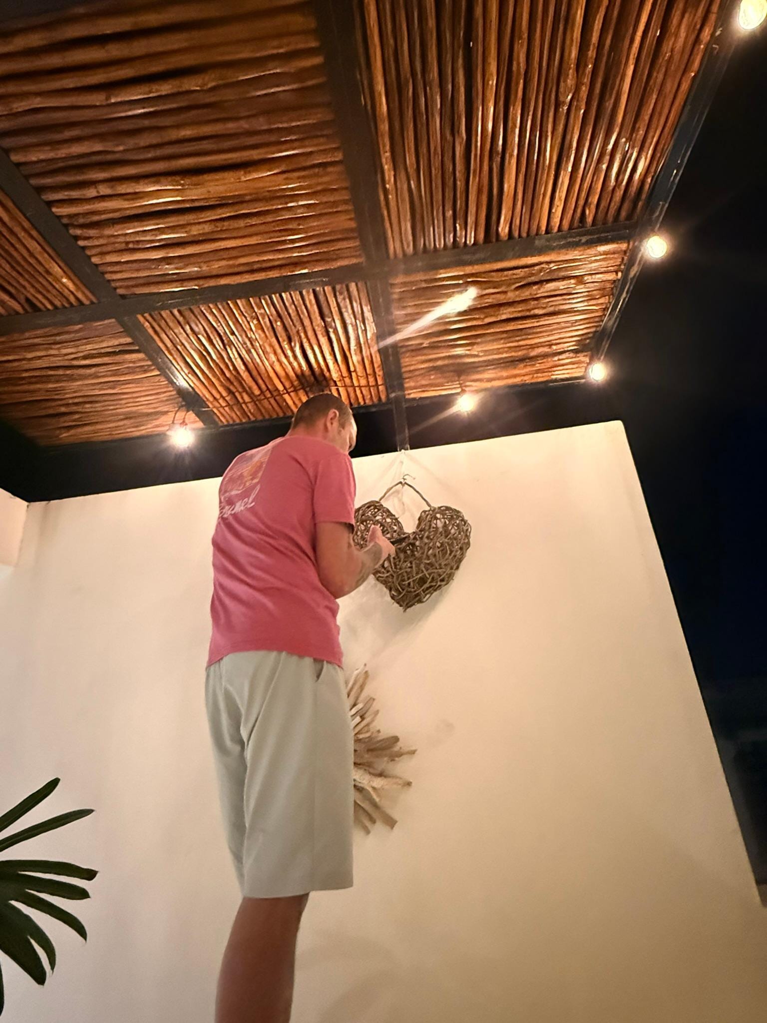 My husband tending to our adopted kids