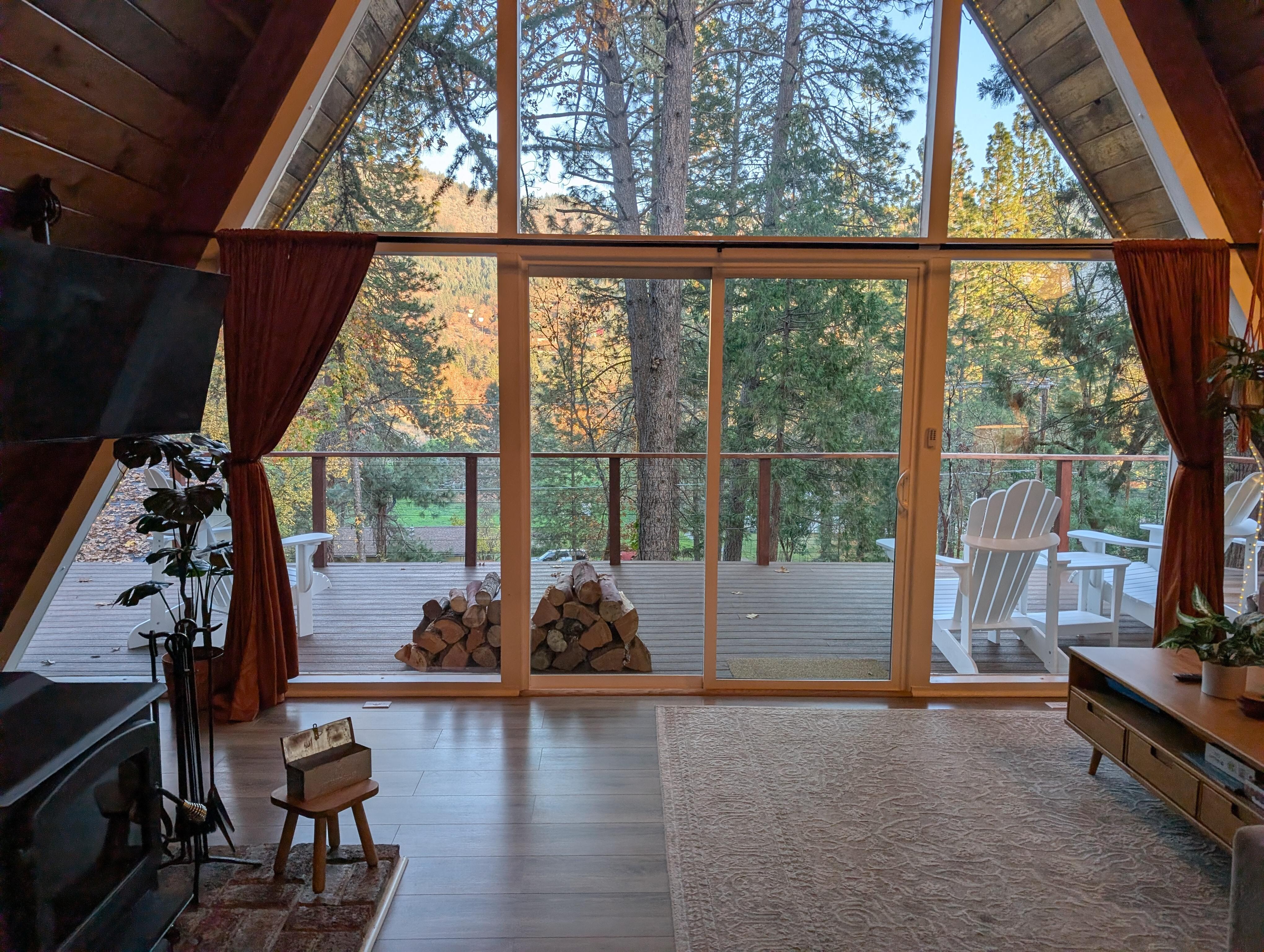 Beautiful views and extra wood ready to keep the fire going