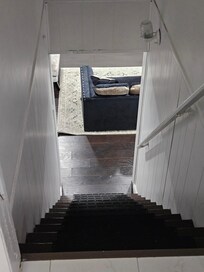 Stairs are very steep pitch.