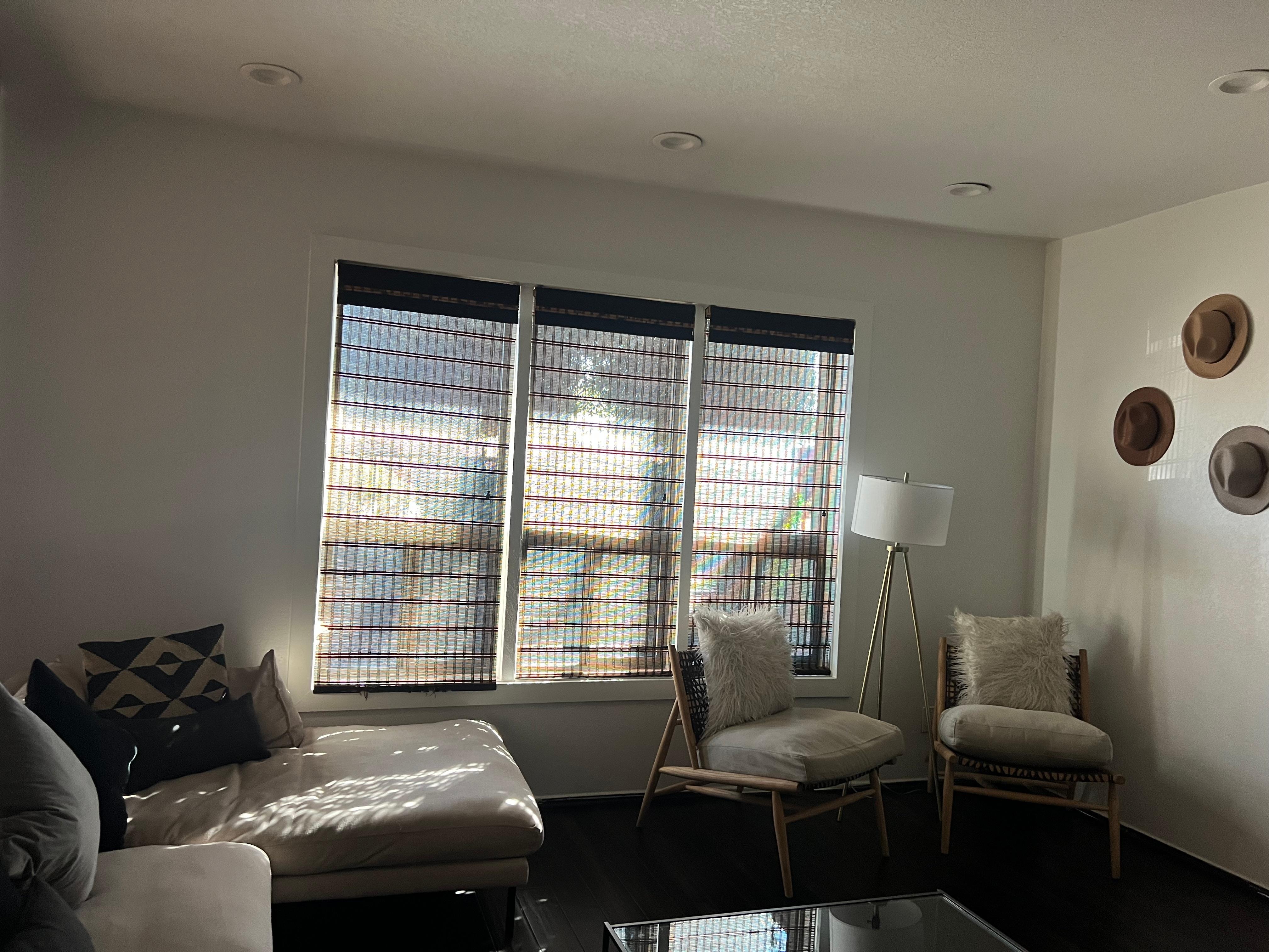  Blinds have no backing for privacy. What you see is all there is.