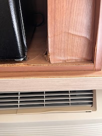 cabinet that fridge and coffee maker