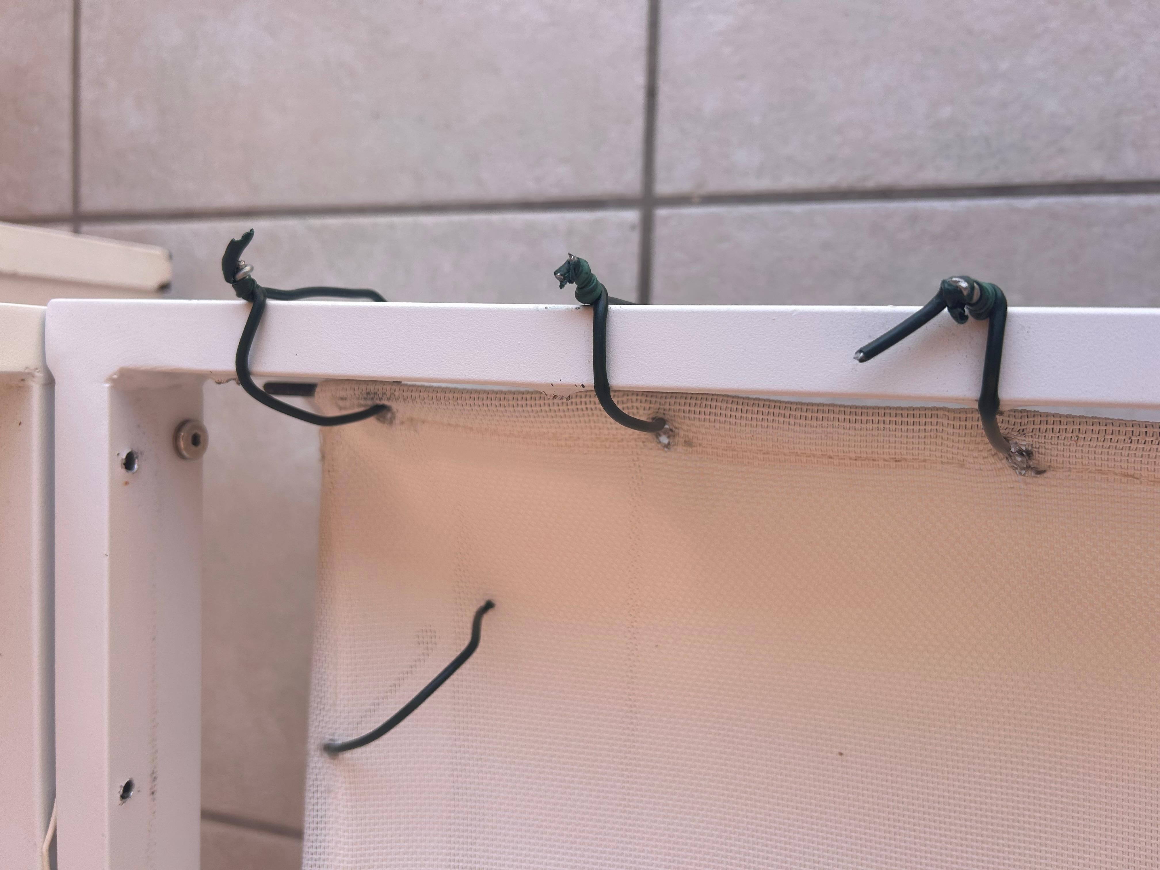 A bodged attempt to repair the seat liner was crudely secured with wire with sharp edges.