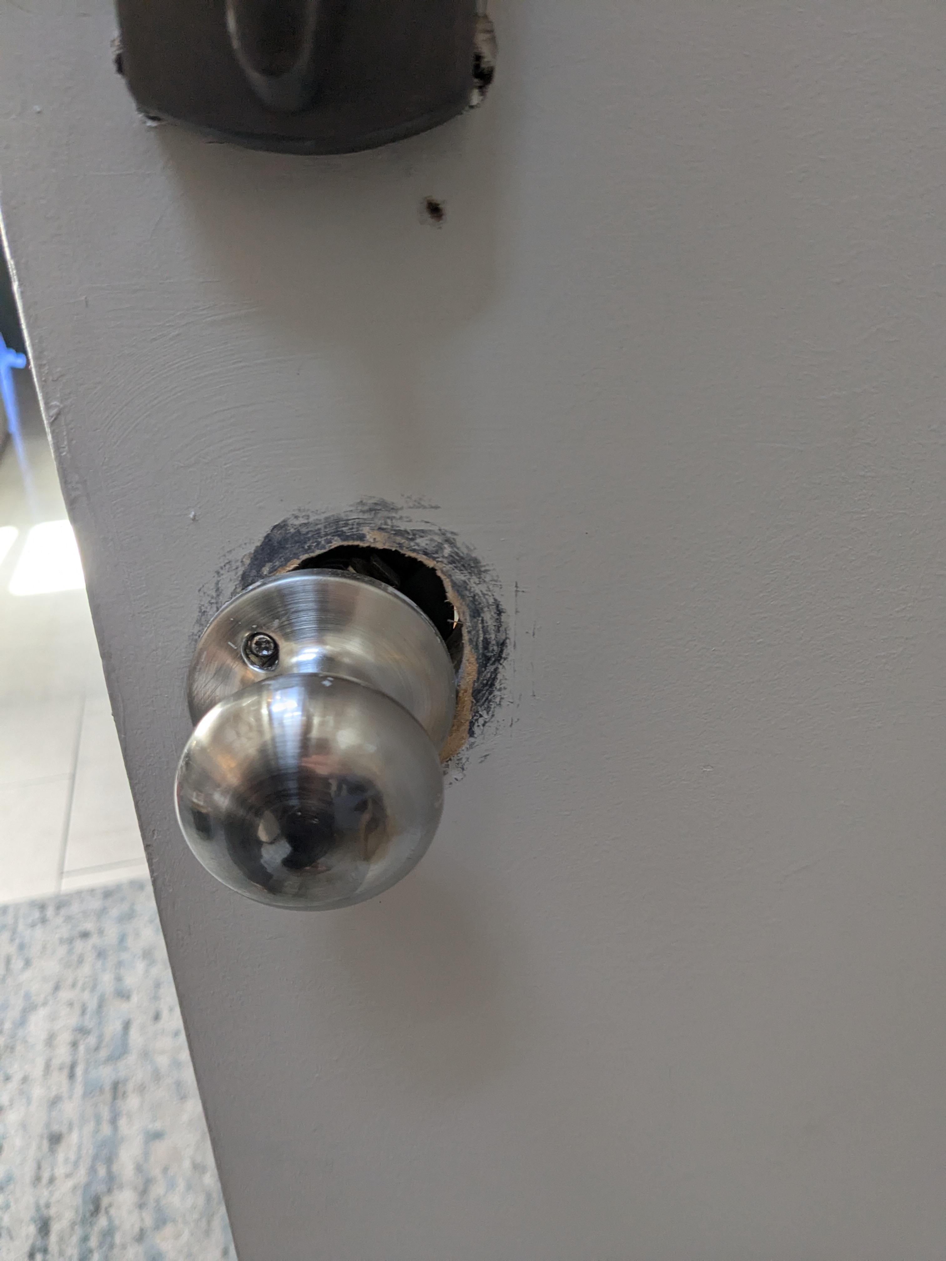Inside unit. The knob was not secured properly to the door.