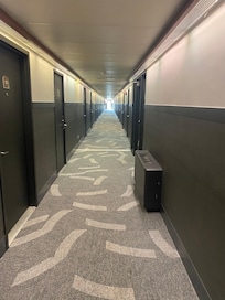 There was no back entrance so we had to carry our stuff down two long hallways