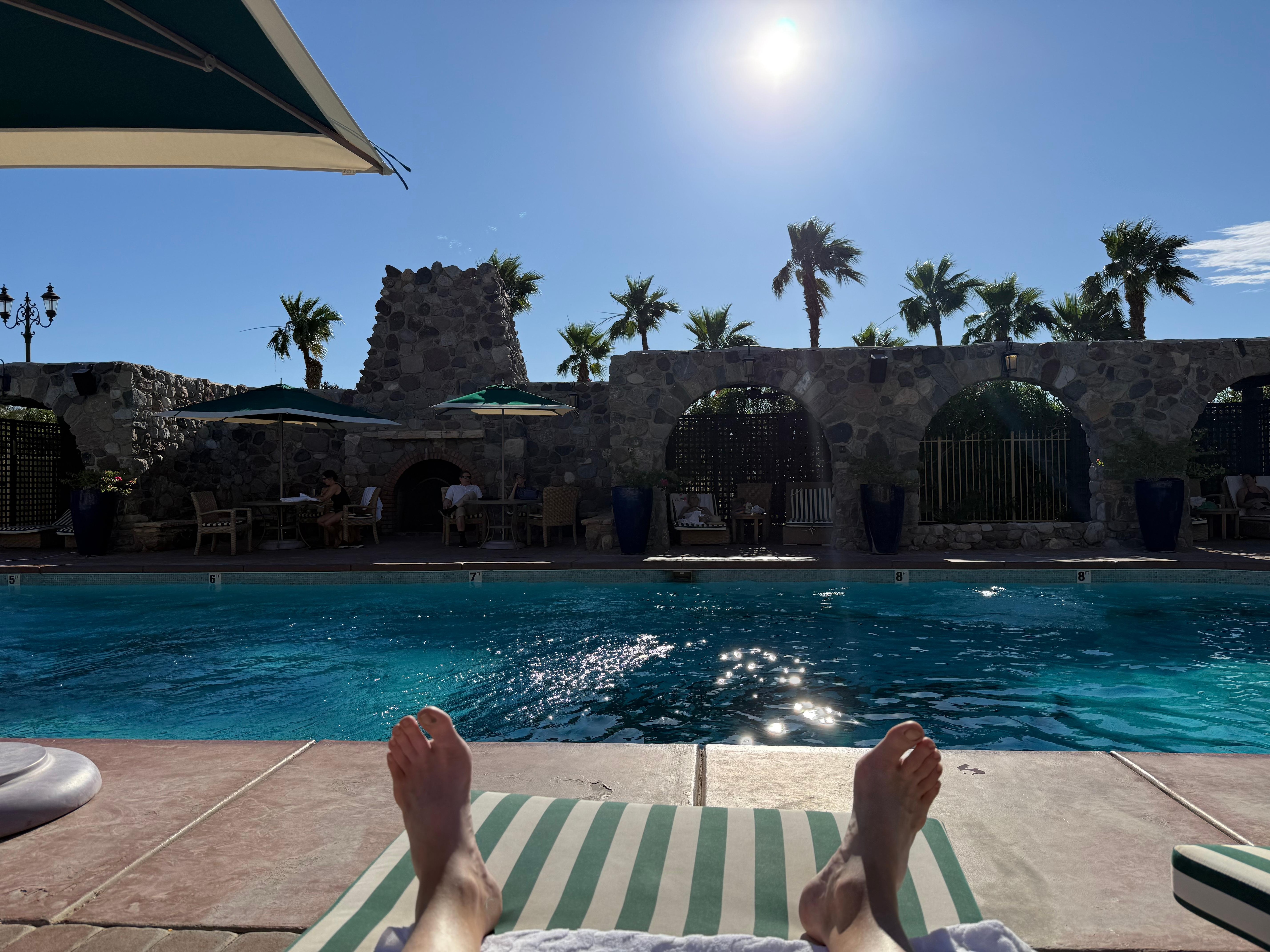 Looking across the pool