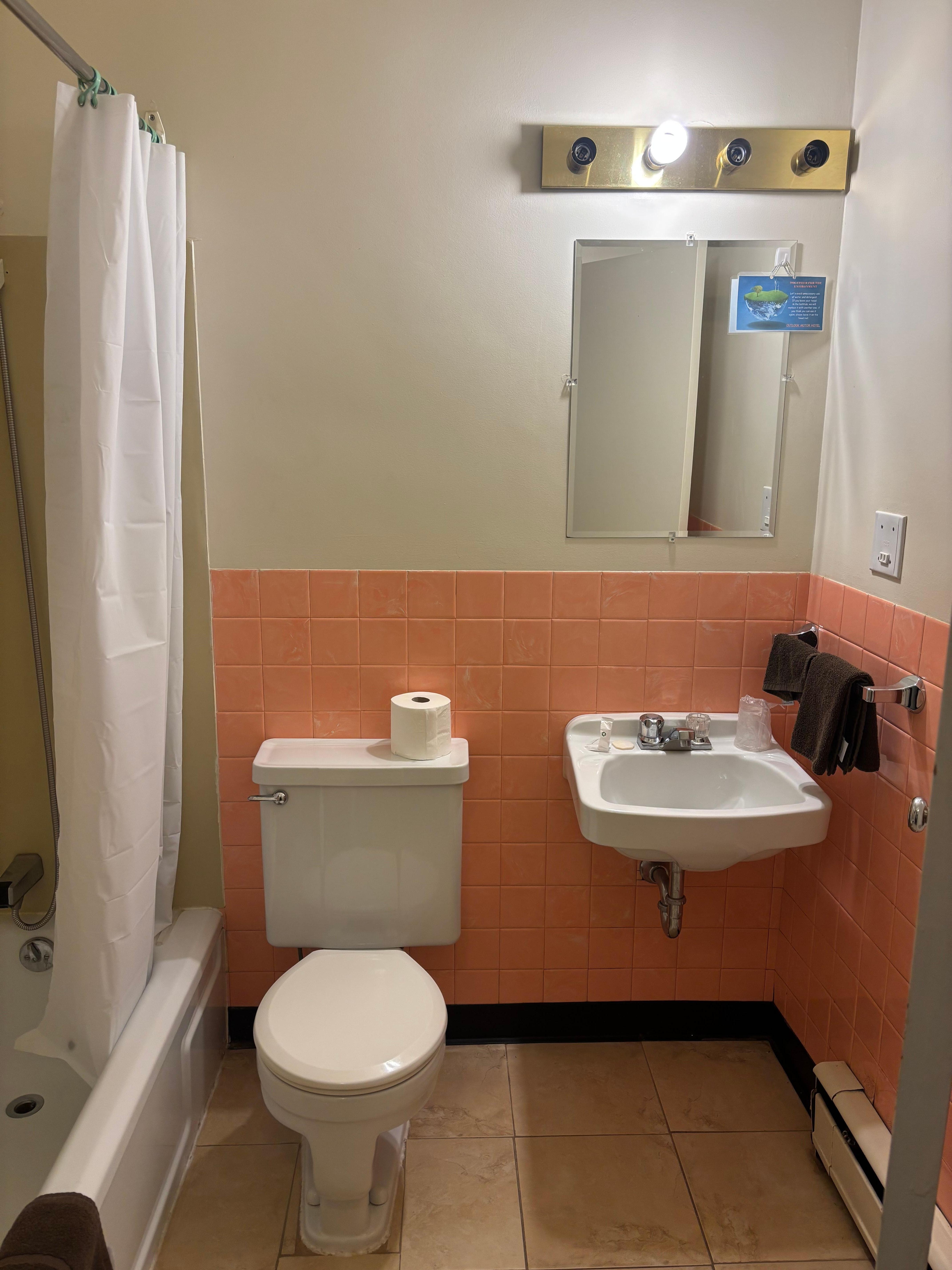 Clean but no toiletries other than  very small soap bar.