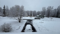 Snowy front from the upstairs bedroom windows