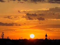 Roof top of the flat at sunset. It is a bit obstructed unless you lean over but amazing regardless