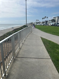 Dog area and PCH coastline sidewalk. Miles long!