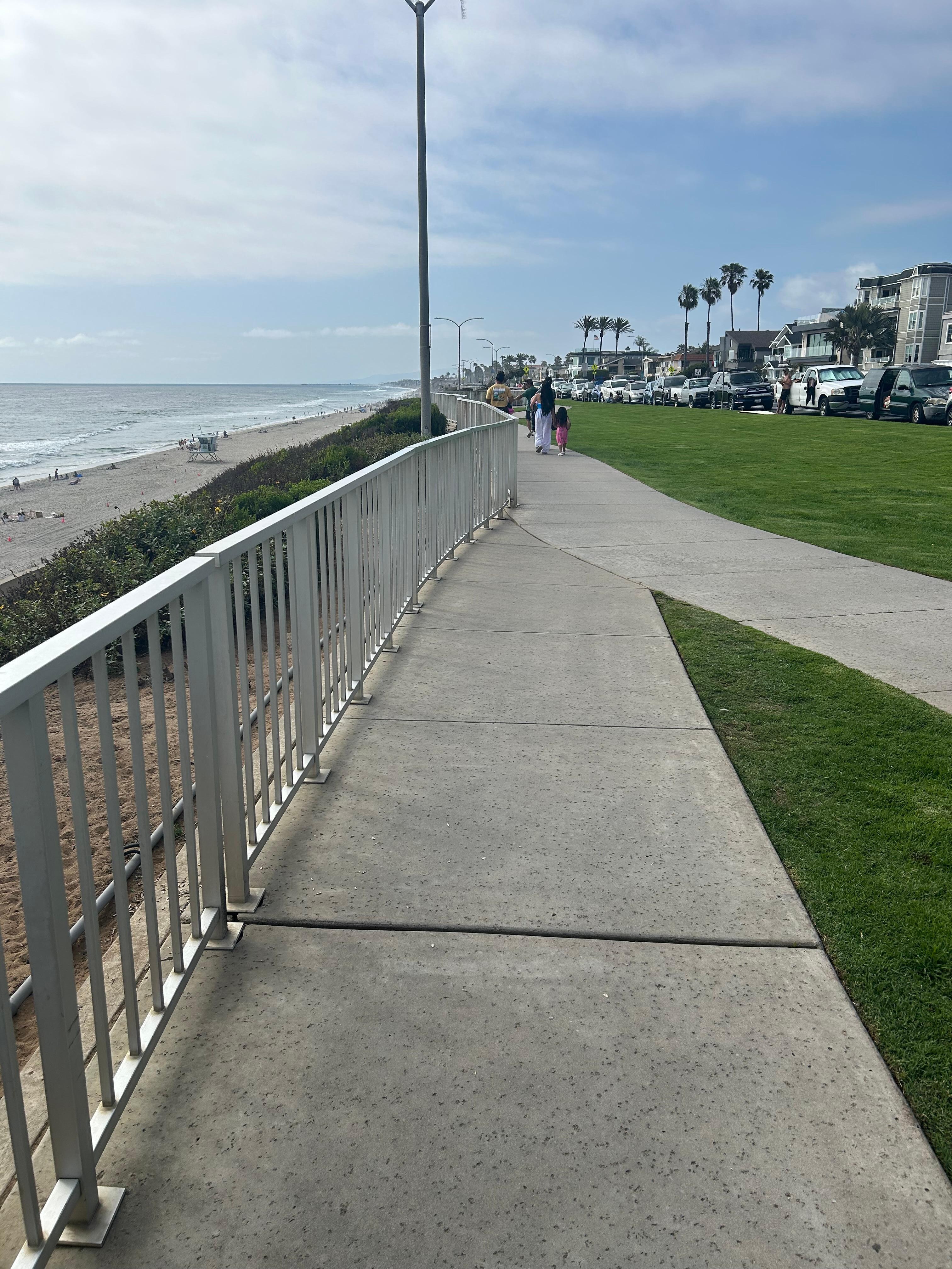 Dog area and PCH coastline sidewalk. Miles long!