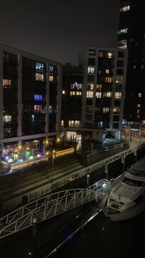 Night time harbour view
