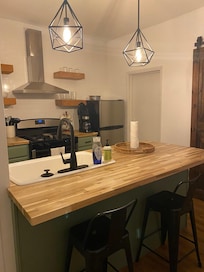 The kitchen has all that you need!! Coffee, filters and spices to cook.