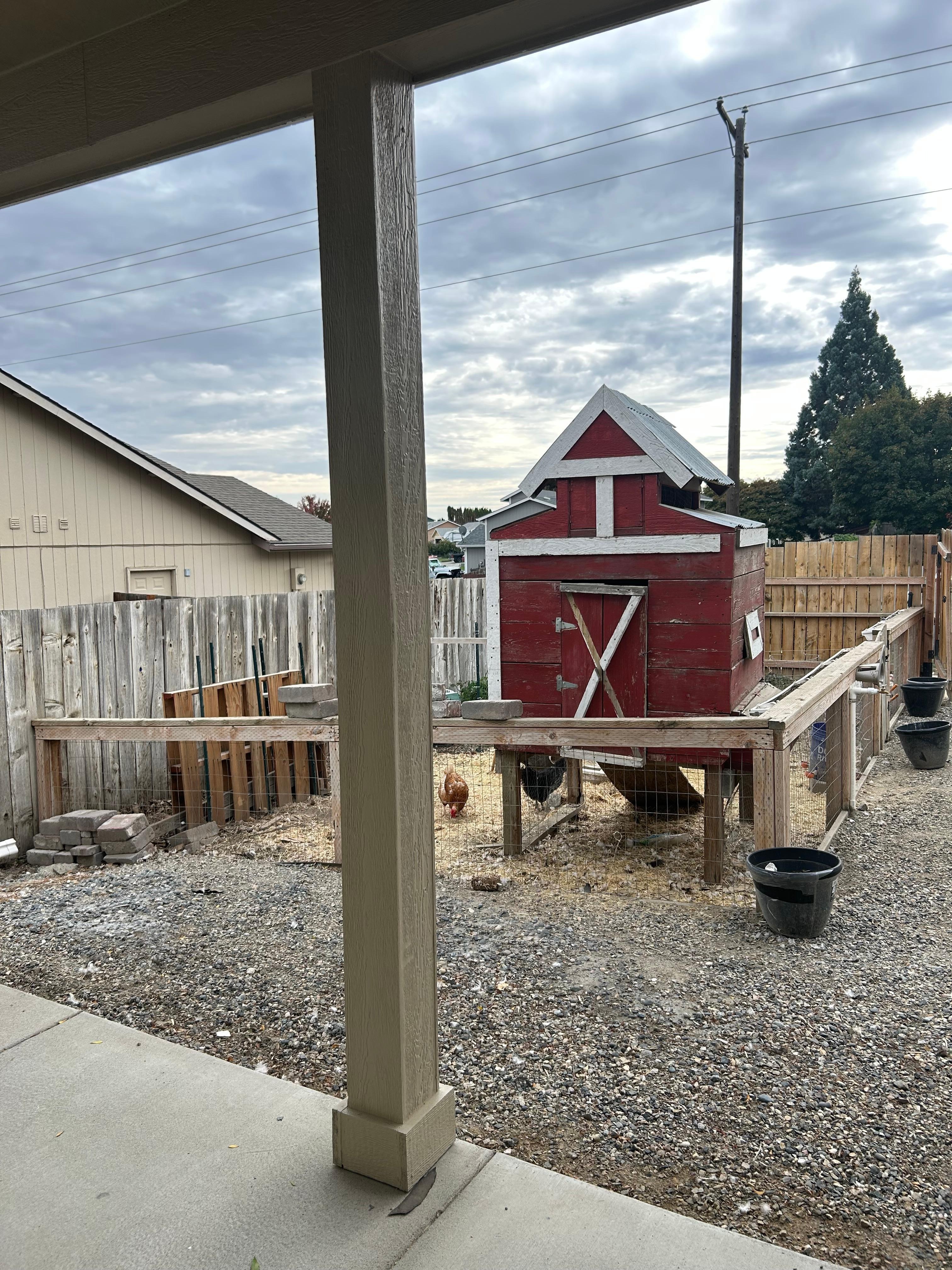 View from the inside of guest house looking out the front door. 