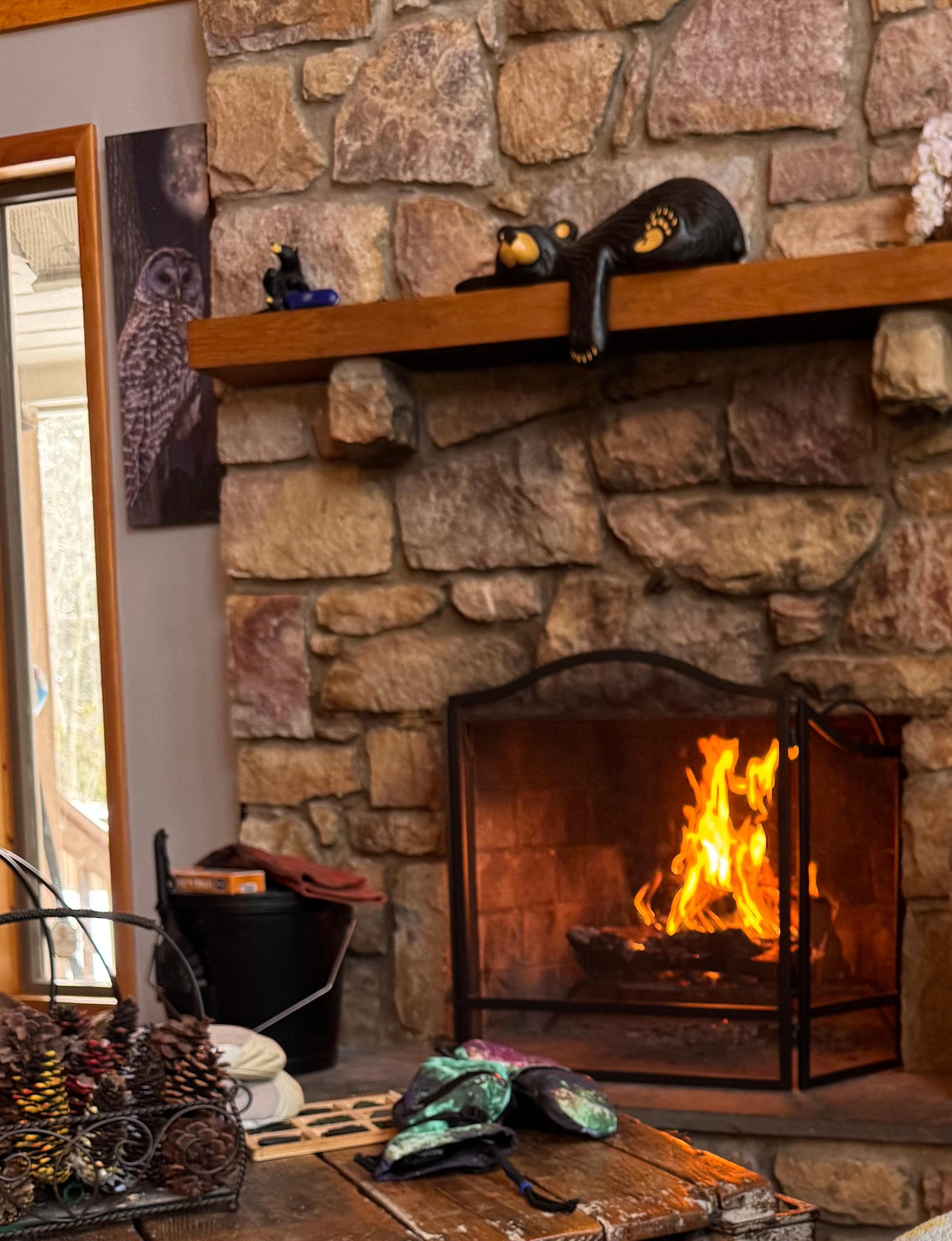 The fireplace was perfect after a day on the mountain.