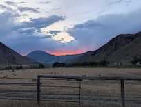 Our view looking west from the cabin at sunset.