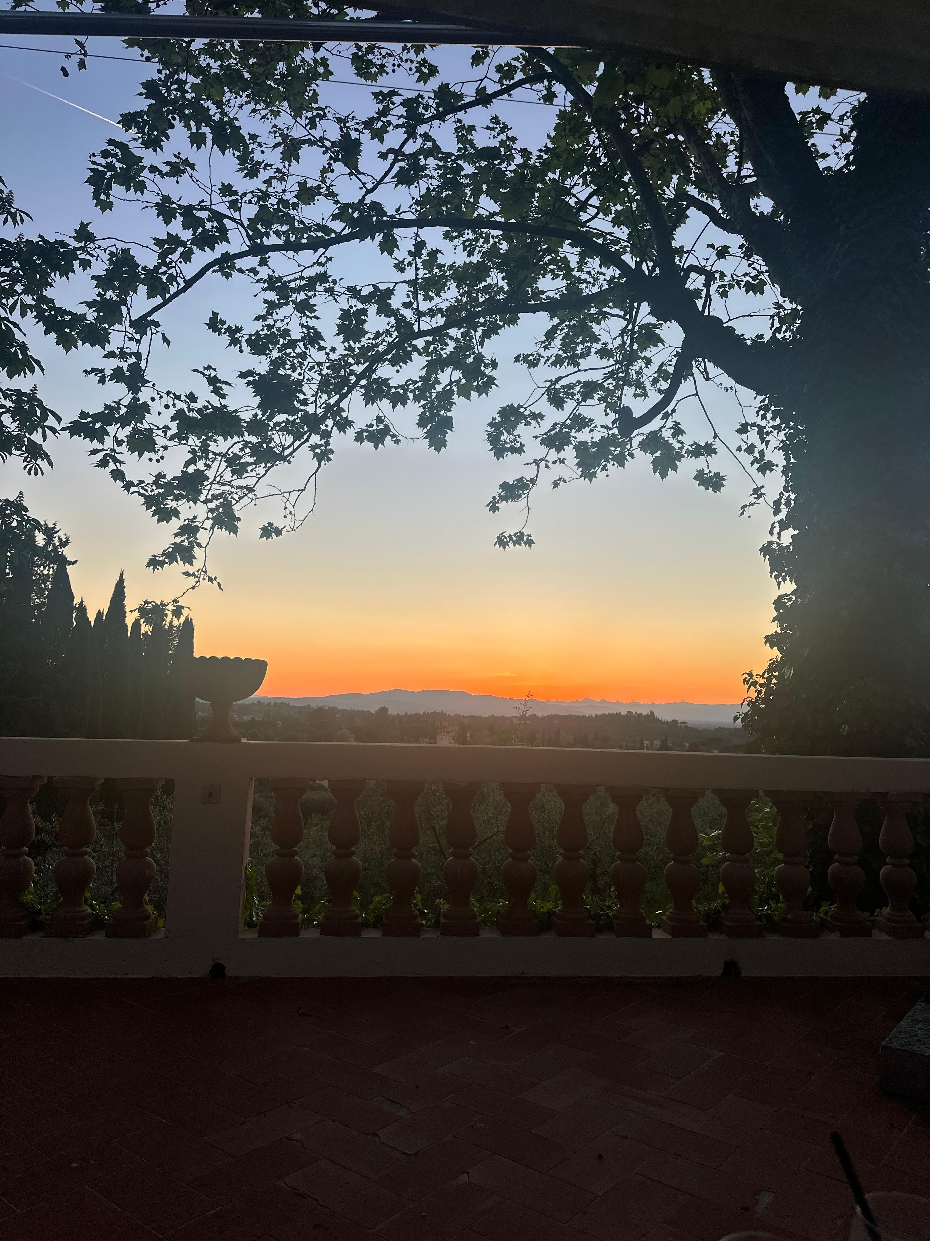 Sunset on 1 of the many patios. 