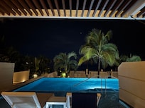 Night view of walkout pool