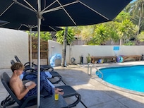 Breakfast poolside.