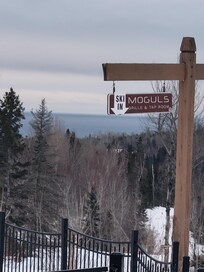 Moguls Bar & Grill at the complex. Very good food and refreshments!