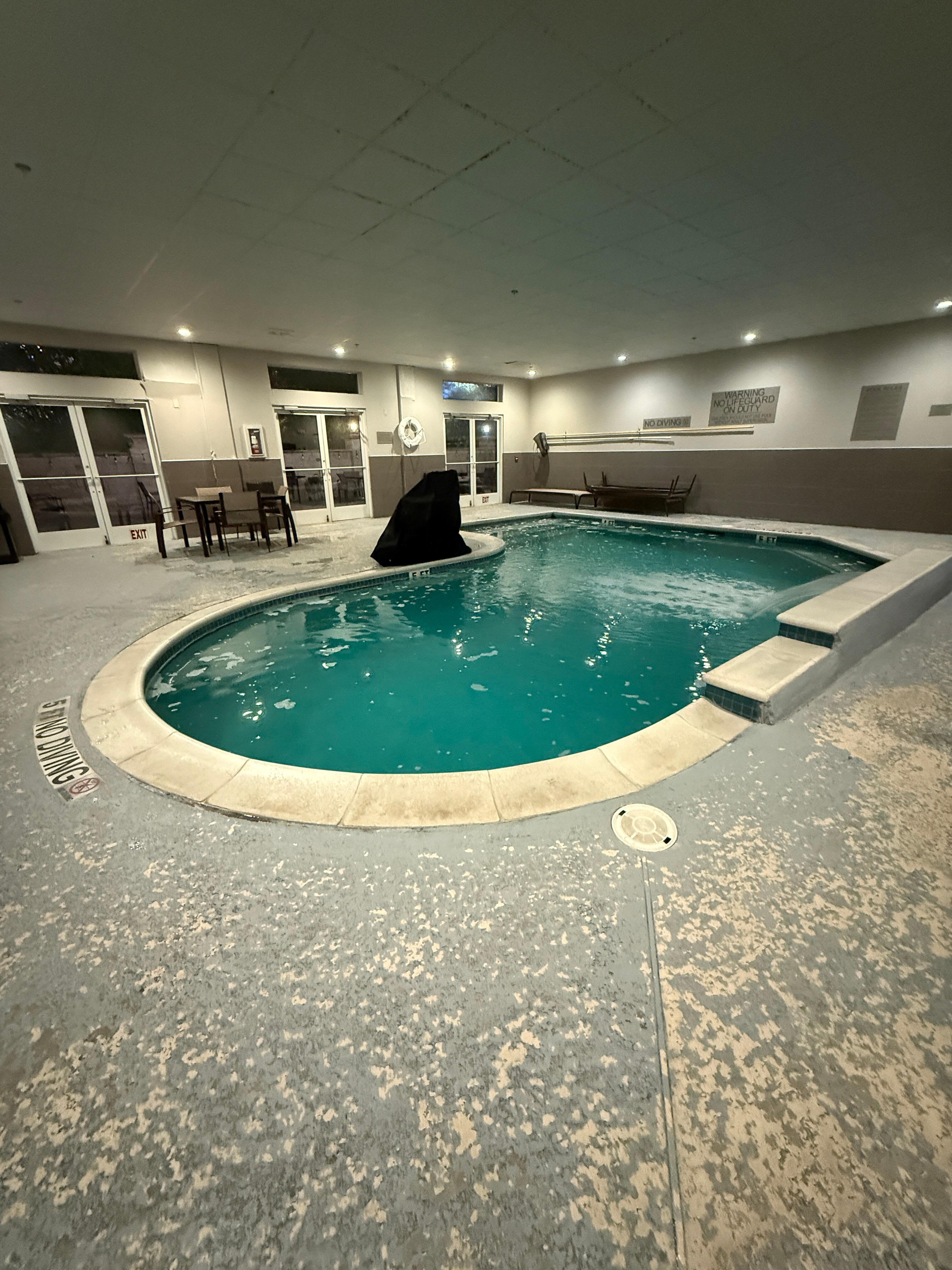 The pool was nice but not heated so the water was cold.