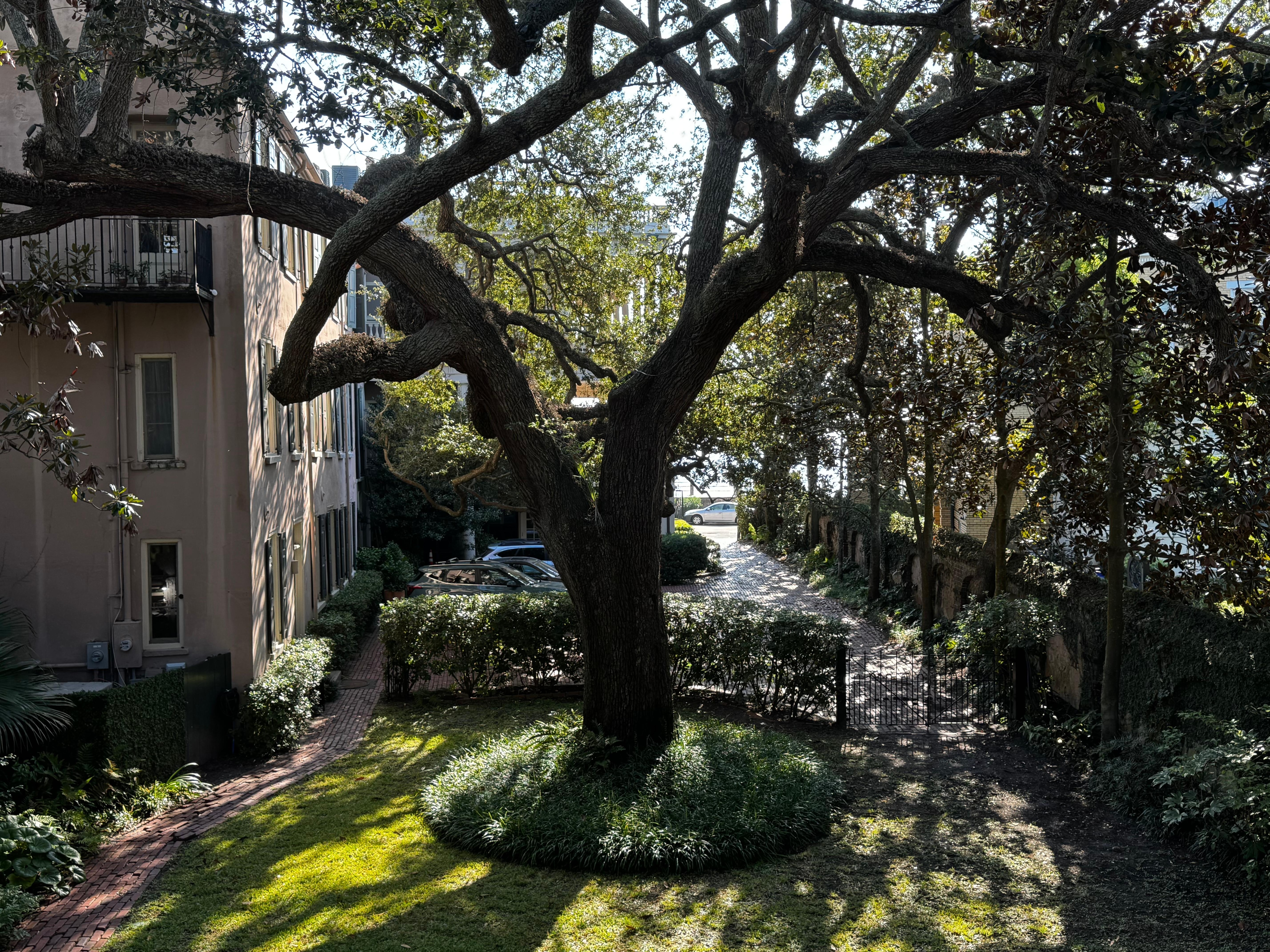 From upper balcony looking towards Battery and harbor. 