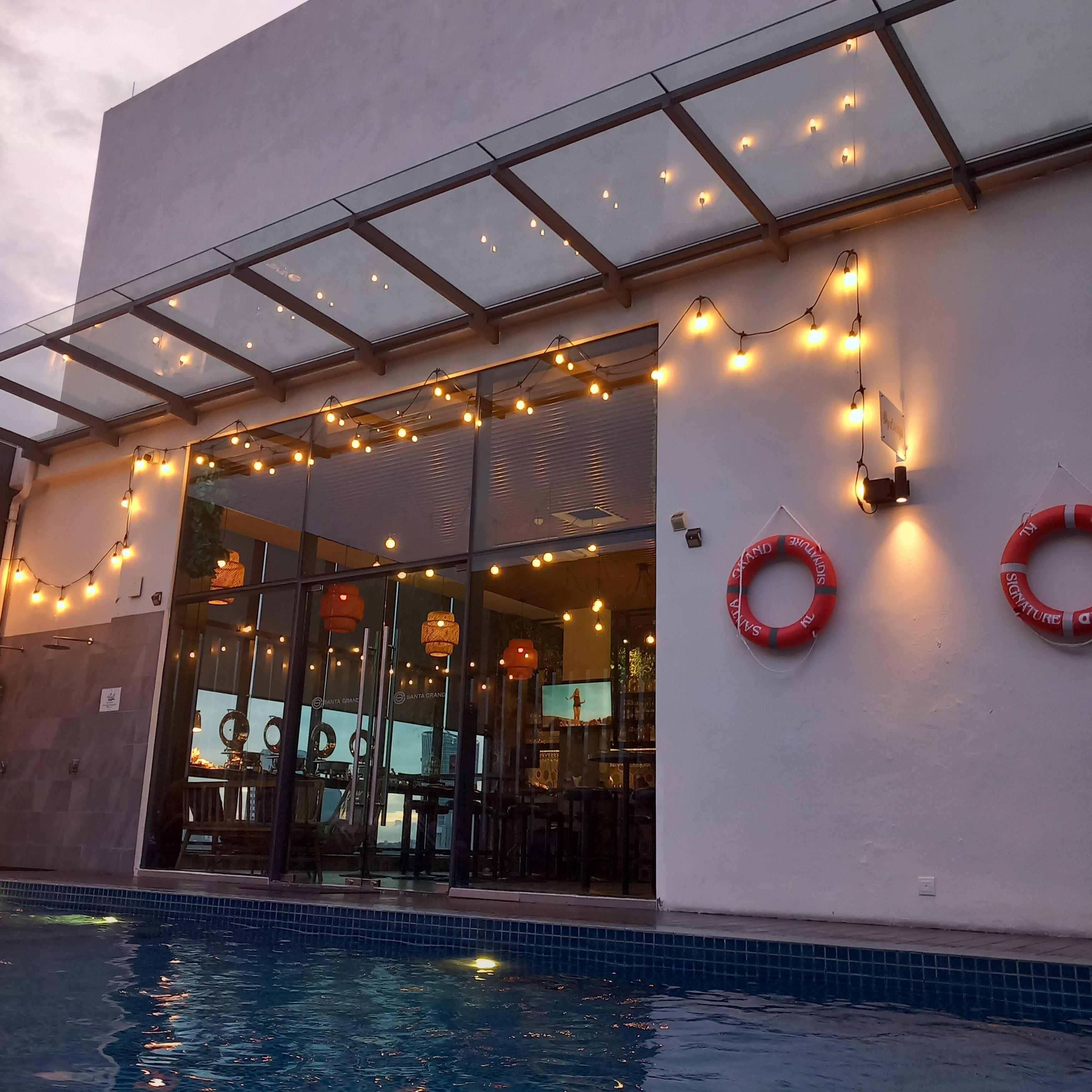 Bar near rooftop pool.