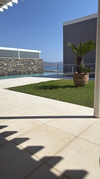 View on opening the door to villa