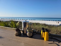 From the Beach Club deck- perfect for your morning coffee and bird and dolphin watching.