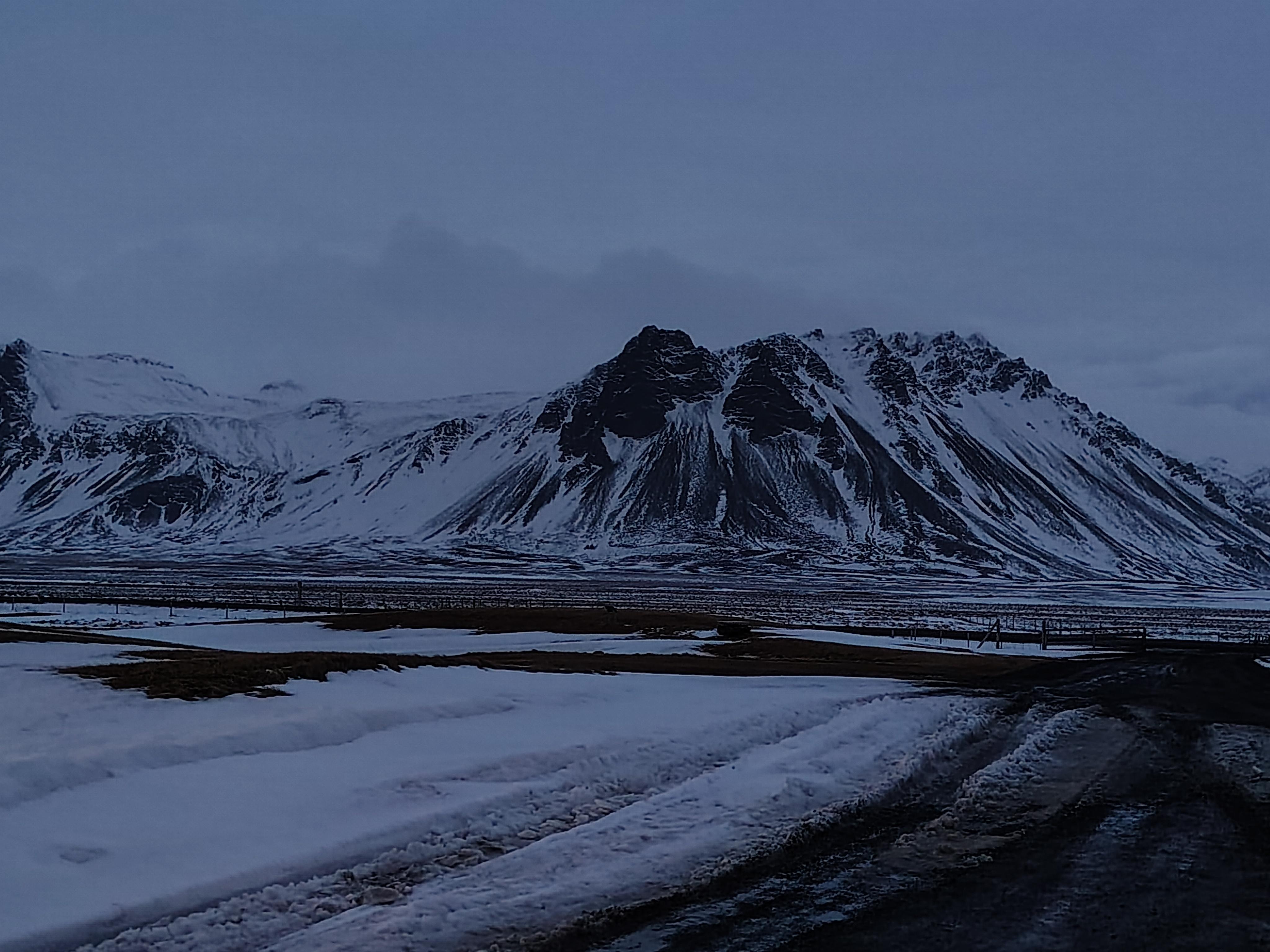 Mountain across from the hotel, early spring, evening 