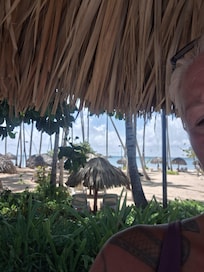 View from poolside to the beach