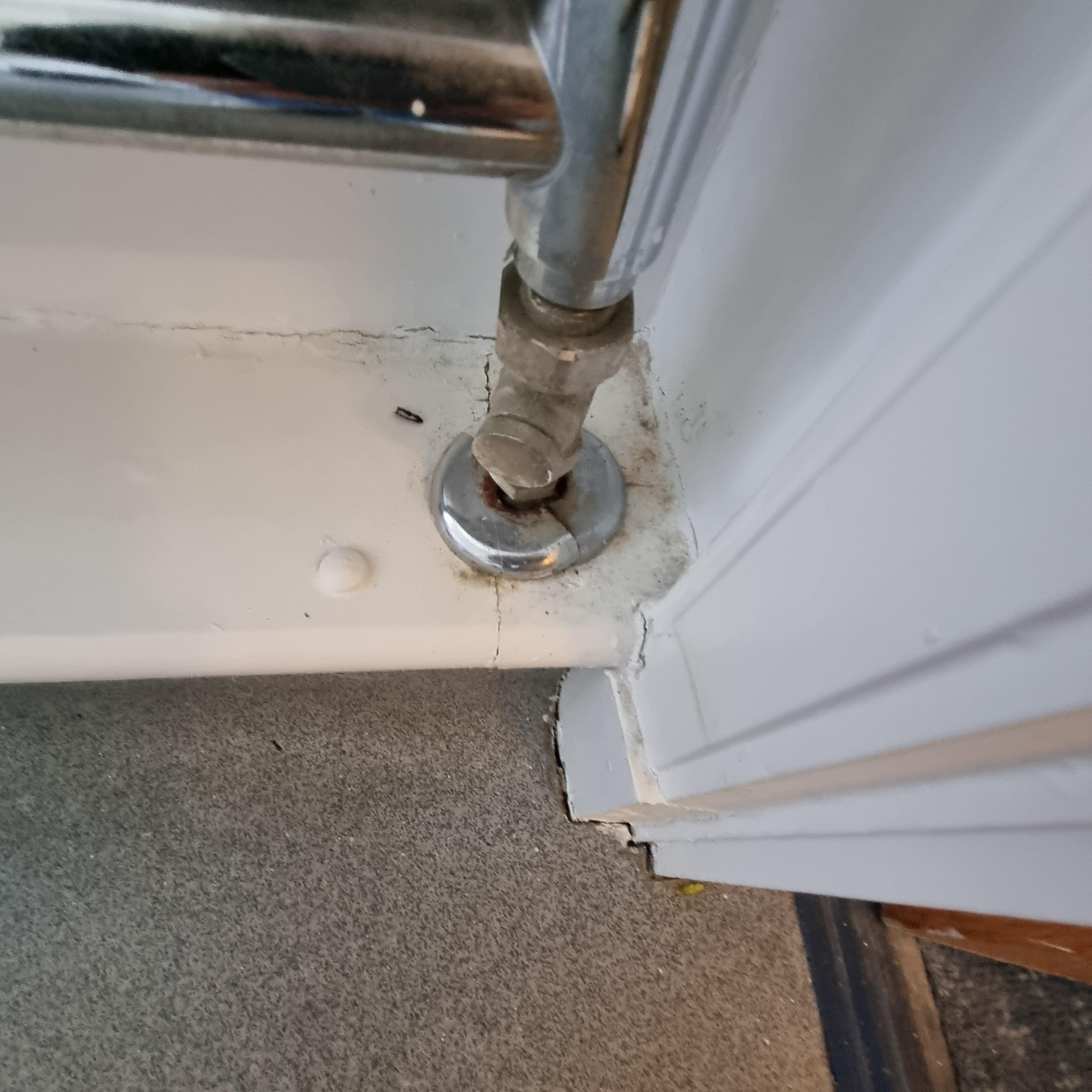 Dirt in corners of bathroom