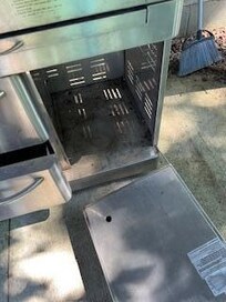 Broken grill door/grates missing/dirty