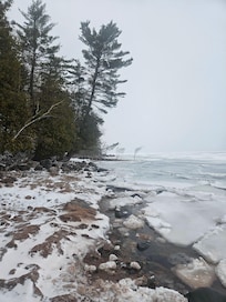 The rocky beach was beautiful, even during a stirm